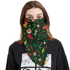 Texture, Pattern, Red, Craciun, Christmas, Hat, Santa, Green Face Covering Bandana (triangle)