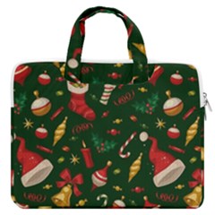 Texture, Pattern, Red, Craciun, Christmas, Hat, Santa, Green Macbook Pro 13  Double Pocket Laptop Bag