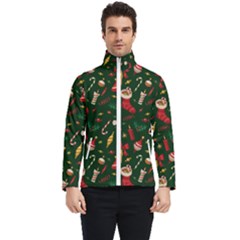 Texture, Pattern, Red, Craciun, Christmas, Hat, Santa, Green Men s Bomber Jacket