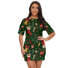 Texture, Pattern, Red, Craciun, Christmas, Hat, Santa, Green Just Threw It On Dress