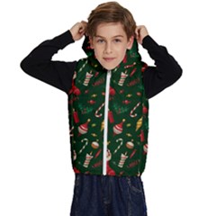 Texture, Pattern, Red, Craciun, Christmas, Hat, Santa, Green Kids  Stylish Hooded Puffer Vest