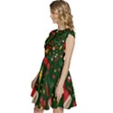 Texture, Pattern, Red, Craciun, Christmas, Hat, Santa, Green Cap Sleeve High Waist Dress View2