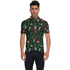 Texture, Pattern, Red, Craciun, Christmas, Hat, Santa, Green Men s Short Sleeve Cycling Jersey