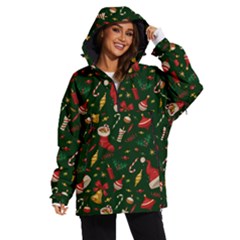 Texture, Pattern, Red, Craciun, Christmas, Hat, Santa, Green Women s Ski And Snowboard Waterproof Breathable Jacket