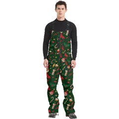 Texture, Pattern, Red, Craciun, Christmas, Hat, Santa, Green Men s Front Zip Ski And Snowboard Bib Pants