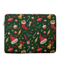 Texture, Pattern, Red, Craciun, Christmas, Hat, Santa, Green 15  Vertical Laptop Sleeve Case With Pocket