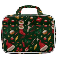 Texture, Pattern, Red, Craciun, Christmas, Hat, Santa, Green Travel Toiletry Bag With Hanging Hook