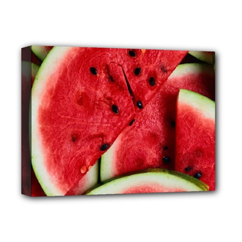 Watermelon, Fruit, Green, Red Deluxe Canvas 16  X 12  (stretched) 