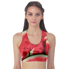 Watermelon, Fruit, Green, Red Fitness Sports Bra