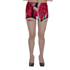 Watermelon, Fruit, Green, Red Skinny Shorts