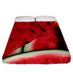 Watermelon, Fruit, Green, Red Fitted Sheet (queen Size)