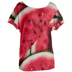 Watermelon, Fruit, Green, Red Women s Oversized T-shirt