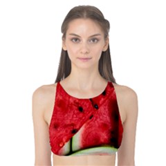 Watermelon, Fruit, Green, Red Tank Bikini Top