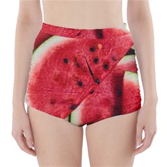 Watermelon, Fruit, Green, Red High-waisted Bikini Bottoms