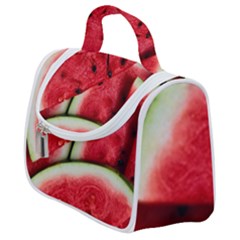 Watermelon, Fruit, Green, Red Satchel Handbag