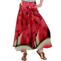 Watermelon, Fruit, Green, Red Women s Satin Palazzo Pants