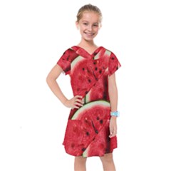 Watermelon, Fruit, Green, Red Kids  Drop Waist Dress