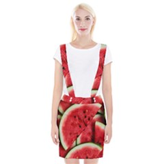 Watermelon, Fruit, Green, Red Braces Suspender Skirt