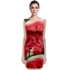 Watermelon, Fruit, Green, Red Sleeveless Velvet Midi Dress