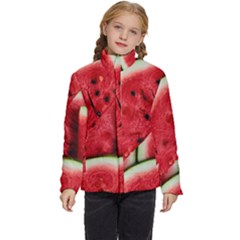 Watermelon, Fruit, Green, Red Kids  Puffer Bubble Jacket Coat