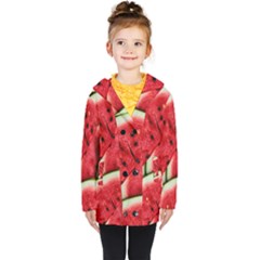 Watermelon, Fruit, Green, Red Kids  Double Breasted Button Coat