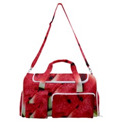 Watermelon, Fruit, Green, Red Sports Gym Duffle Bag With Shoe Compartment