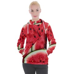 Watermelon, Fruit, Green, Red Women s Hooded Pullover