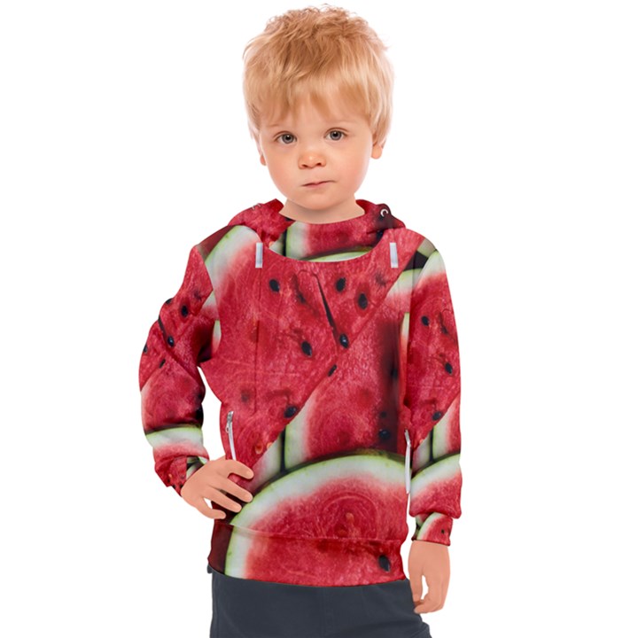 Watermelon, Fruit, Green, Red Kids  Hooded Pullover