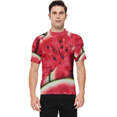 Watermelon, Fruit, Green, Red Men s Short Sleeve Rash Guard by kyorashop23