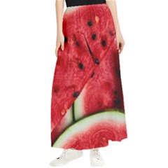 Watermelon, Fruit, Green, Red Maxi Chiffon Skirt