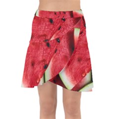 Watermelon, Fruit, Green, Red Wrap Front Skirt