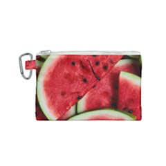 Watermelon, Fruit, Green, Red Canvas Cosmetic Bag (small) by kyorashop23