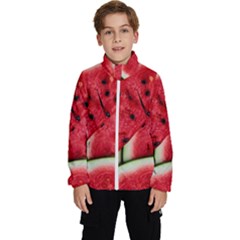 Watermelon, Fruit, Green, Red Kids  High Neck Windbreaker by kyorashop23