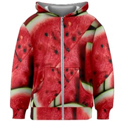 Watermelon, Fruit, Green, Red Kids  Zipper Hoodie Without Drawstring