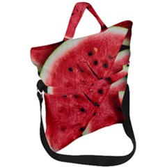 Watermelon, Fruit, Green, Red Fold Over Handle Tote Bag