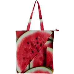 Watermelon, Fruit, Green, Red Double Zip Up Tote Bag