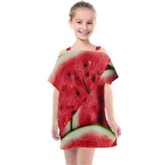 Watermelon, Fruit, Green, Red Kids  One Piece Chiffon Dress