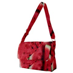 Watermelon, Fruit, Green, Red Full Print Messenger Bag (m)