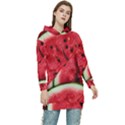 Watermelon, Fruit, Green, Red Women s Long Oversized Pullover Hoodie View1