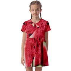 Watermelon, Fruit, Green, Red Kids  Asymmetric Collar Dress