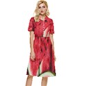 Watermelon, Fruit, Green, Red Button Top Knee Length Dress View1