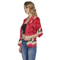 Watermelon, Fruit, Green, Red Women s 3/4 Sleeve Ruffle Edge Open Front Jacket View2