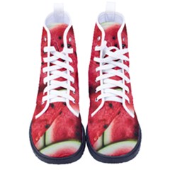 Watermelon, Fruit, Green, Red Men s High-top Canvas Sneakers