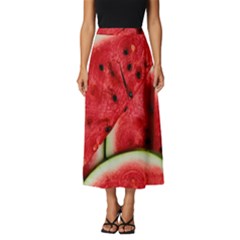 Watermelon, Fruit, Green, Red Classic Midi Chiffon Skirt