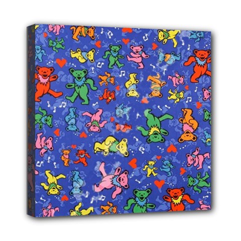 Grateful Dead Dancing Bears Pattern Mini Canvas 8  X 8  (stretched)