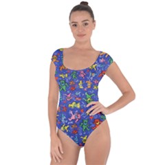 Grateful Dead Dancing Bears Pattern Short Sleeve Leotard 