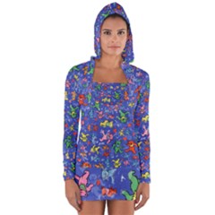 Grateful Dead Dancing Bears Pattern Long Sleeve Hooded T-shirt