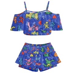 Grateful Dead Dancing Bears Pattern Kids  Off Shoulder Skirt Bikini by Salmanaz77