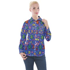 Grateful Dead Dancing Bears Pattern Women s Long Sleeve Pocket Shirt