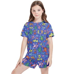 Grateful Dead Dancing Bears Pattern Kids  T-shirt And Sports Shorts Set